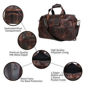 High Quality 100% Top <b>Leather</b> Duffle <b>Bag</b> with Large New Design Sport Style for Travel Gym Use Reasonable Price. - Product Image 3