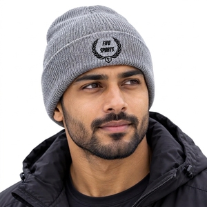 Custom Premium Knitted <b>Winter</b> <b>Hat</b> Soft Warm Fabric Stretchable Cuff Comfortable Fit Casual Outdoor Headwear Daily Fashion <b>Men</b> - Product Image 1