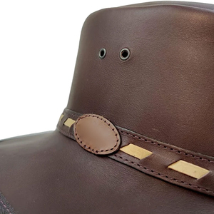 Chapeau de cowboy unisexe en cuir marron uni à large bord, décontracté, réglable, pour l'extérieur, printemps-été, adulte 56-58CM - Product Image 5