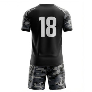 Ensemble de maillots de football personnalisés sublimés pour hommes, camouflage, col en V, manches courtes, uniformes respirants, taille adulte, polyester 180g - Product Image 3