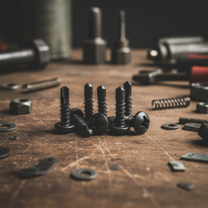 แหวนรองหัวเหล็กคาร์บอนเคลือบดำ PDC 11 แบบเจาะปลาย ฟิลลิปส์ไดรฟ์ เกลียวมาตรฐาน นิ้ว  ระดับ 4.8 6.8 ตามมาตรฐาน DIN/ISO - Product Image 1