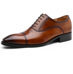 Formal High Quality Genuine Leather <b>Brown</b> Dark Color Lightweight Breathable Durable <b>Lace</b>-up Spring Shoes <b>Boots</b> Leather Made - Product Image 1