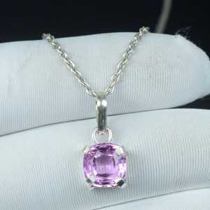 Pendentif délicat en kunzite rose, collier en argent sterling 925, petit bijou, pierre de naissance de février, cadeau - Product Image 6