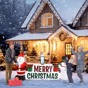 9.8 FT Lighted Christmas Inflatable Santa Claus & Snowman Funny Blow Outdoor Holiday Yard Decorations Merry Christmas Sign - Product Image 6