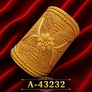 A-43230 10K Gold Zircon Cuff <b>Bangle</b> with Geometric Pattern for Women Wedding Jewelry Trendy Style Gold Plated - Product Image 3