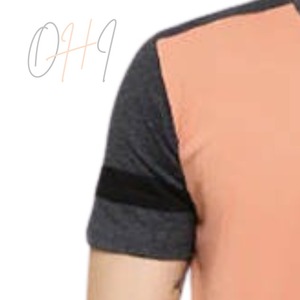 Camiseta Raglán Extra Grande para Hombre, con Bloques de Color, en Tonos Melocotón y Gris Carbón, Tie-Dye, 100% Algodón, Transpirable - Product Image 6