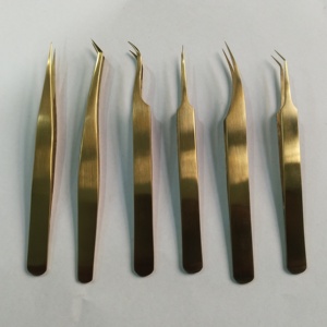 <b>Titanium</b> Gold High Quality Durable 10mm Smooth Tip Stainless Steel Eyebrow Tweezers Customizable Packaging & Logo - Product Image 1