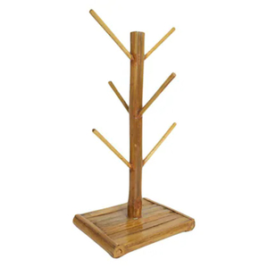 Soporte de madera para tazas, organizador de tazas para encimera de cocina con 6 ganchos, organizador de tazas de té y café, estante de madera para tazas que ahorra espacio para el hogar - Product Image 3