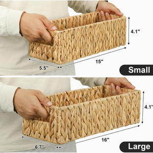 Panier de rangement artisanal en jacinthe d'eau pour papier toilette, organisateur rectangulaire en osier tressé à la main pour cuisine et buanderie - Product Image 1