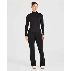 Combinaison de yoga pour femme à taille haute et manches longues, couleur unie, longueur intégrale, en Spandex et Nylon, séchage rapide, col roulé, fermeture éclair, coupe ajustée - Product Image 6