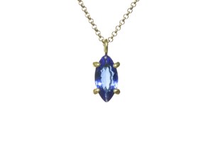 S925 Sterling Silver Classic 18K <b>Solid</b> <b>Gold</b> Fine <b>Pendant</b> Necklace Marquise Cut Sapphire Gemstone Chain Engagement Fine Necklaces - Product Image 5