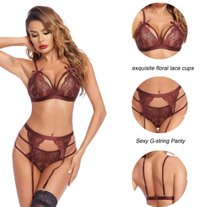 Conjunto de Bikini de Encaje Sexy para Mujer, Sin Costuras, con Aros, Relleno Extraíble, Tela Suave y Ligera, Cintura Elástica Cómoda - Product Image 6