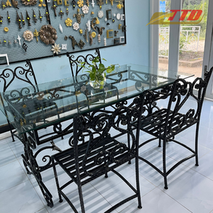 Luxury Iron Table Set Wrought Iron Chairs Decorative Garden Furniture for Elegant Outdoor Living Spaces - Product Image 1