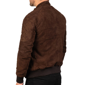 Wholesale Men Genuine Brown <b>Suede</b> <b>Leather</b> Cafe Racer <b>Jacket</b> Cowboy Motorcycle Racing <b>Jacket</b> - Product Image 4