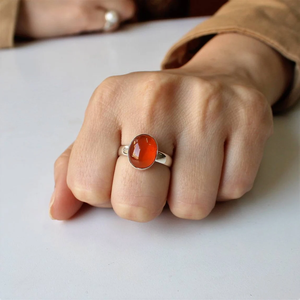 Carnelian Gemstone Midi <b>Ring</b> <b>925</b> <b>Silver</b> Handmade Statement <b>Ring</b> Boho Jewelry - Product Image 2