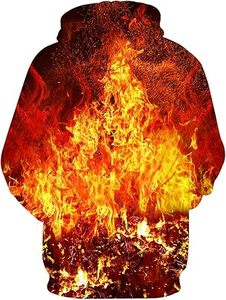 Sudadera con Capucha para Hombre, Precio al por Mayor, Estampado de Llamas, Corte Regular, Sublimación, Poliéster, Ropa Casual de Otoño - Product Image 3