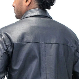 Men's Black Leather Long Sleeve <b>Button</b> Down <b>Shirt</b> leather Solid Color Turn-down Collar Full Sleeve Autumn Wear - Product Image 5