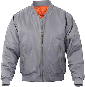 Men's Red Bomber Jacket Stand Collar Zipper Closure Casual Autumn Wear Polyester Shell Regular Fit Solid Color New Design Style - Product Image 2