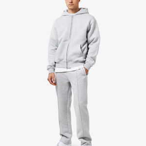Ensemble de survêtement décontracté sportif 2-en-1 pour homme, coupe régulière, en molleton 100 % coton, avec cordon de serrage, poches latérales, style Y2K - Product Image 1