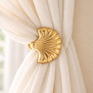 Attache de rideau de luxe dorée écologique, design coquillage, décorative, faite à la main, accessoire de fenêtre pour la maison et l'hôtel - Product Image 4