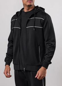 Nouveau design, logo personnalisé OEM, sweat-shirt à fermeture éclair intégrale noir et pantalon de jogging avec passepoil, ensembles de survêtements pour hommes, vêtements de sport pour hommes, ensembles de jogging pour hommes - Product Image 3