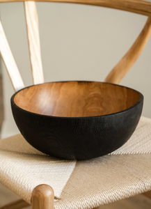 Frutero de Madera de Diseño Moderno Premium en Dos Tonos, Tallado a Mano con Interior de Grano de Madera Natural y Borde Negro Quemado, Ecológico - Product Image 3