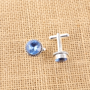 New Arrival 2026 Designer Tanzanite Blue Gemstone <b>Cuff</b> Links Set In 925 Sterling Silver Jewellery For Women And Girls Wear - Product Image 3