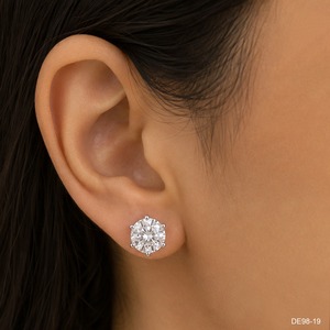 Boucles d'oreilles clous synthétiques pour femme, diamant de laboratoire taille brillant, certifiées IGI, couleur platine, plaqué rhodium, tendance, pour usage quotidien - Product Image 1