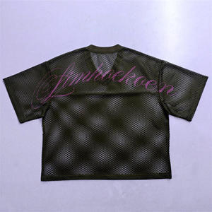 Maillot de football américain court personnalisé avec logo, maillot de basketball en mesh de qualité supérieure, streetwear coupe ample, maillot rétro en mesh - Product Image 2