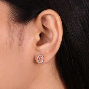 Gemini Astrological Sign Luxury <b>Sterling</b> <b>Silver</b> Moissanite <b>Stud</b> Earring Oval Shape Halo Brilliant Cut Zodiac Style Wedding Party - Product Image 4