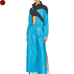 Chándal Deportivo para Mujer, Color Azul y Negro, con Bloques de Color, Manga Larga, Cuello Alto con Cremallera, Estilo Deportivo, Ligero, de Poliéster, para Primavera - Product Image 5