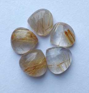 พลอยรูไทล์สีทองธรรมชาติทรงหัวใจ คุณภาพสำหรับทำเครื่องประดับ พลอยหลวมสำหรับบำบัดรักษา - Product Image 1