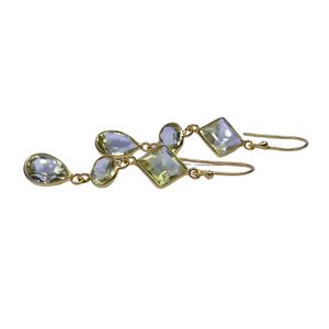 Joyería de Plata de Ley 925 Chapada en Oro para Bodas, Juego de Aretes con Gemas de Topacio Limón para Mujer - Product Image 2