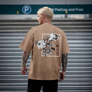 เสื้อยืดคอตตอนทรงโอเวอร์ไซส์สไตล์วินเทจสตรีทแวร์ พิมพ์ลายโลโก้แบบแอซิดวอช สำหรับผู้ชาย ผลิตในปากีสถาน แฟชั่นสตรีทแวร์ขายส่ง - Product Image 3