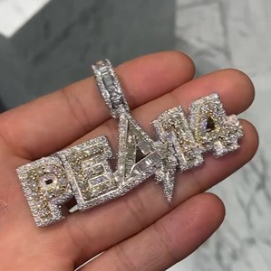 Nouveau design, pendentifs en moissanite plaqués or, livraison rapide, diamant taille baguette, pendentif hip-hop en argent 925 - Product Image 1