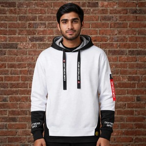 Sweat-shirt à capuche blanc pour homme Driftwear Impex, coupe classique, en molleton de coton écologique, épaules tombantes, décontracté, pour l'automne, personnalisable - Product Image 1