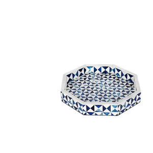 Plateau rond décoratif en nacre grise et os, fait main, pour table basse, ottoman ou décoration intérieure – Vente en gros - Product Image 3