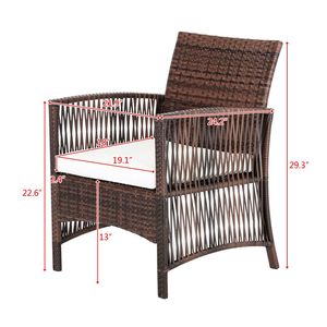 Set di Mobili da Esterno in Rattan PE con Struttura in Ferro, 4 Pezzi: 1 Divano a Due Posti, 2 Poltrone Singole, Tavolino da Caffè con Braccioli Intrecciati - Product Image 4