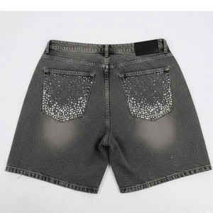 Fabricante de Shorts de Mezclilla con Pedrería de Marca Privada, Soporte para Diseñadores de Moda Emergentes, Producción en Masa y Muestras - Product Image 2