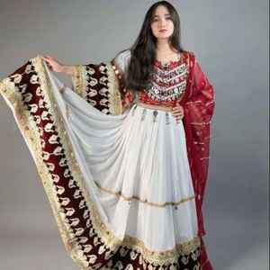 Robes de mariée afghanes grande taille, nouveaux modèles, très demandées, pour femmes, style Kuchi, pour fêtes, broderies modernes, appliques en dentelle, volants, coupe trapèze - Product Image 3