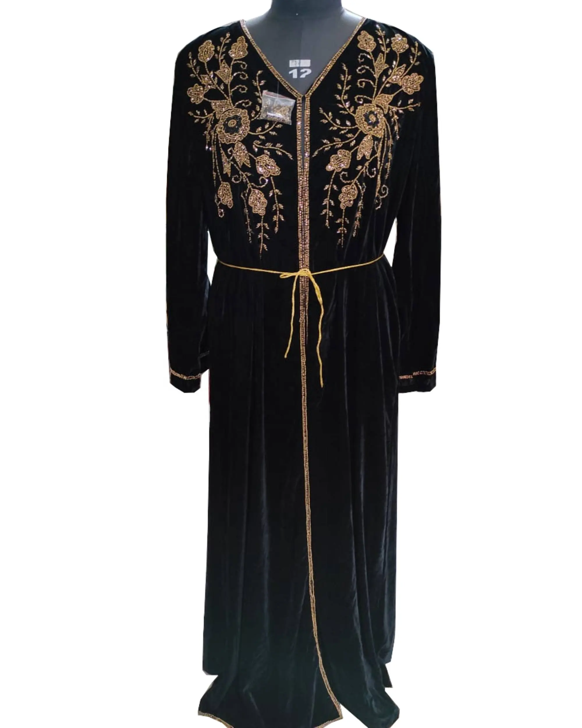 クラシック卸売2021女性イスラム教徒ロングベルベット手刺Embroideryドバイアバヤトルコカフタンアバヤドレス