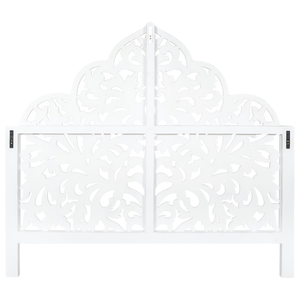 Cabecero de Cama King Size de Madera de Ingeniería con Diseño Floral Árabe Pintado en Blanco, Tallado a Mano, Muebles para el Hogar - Product Image 5