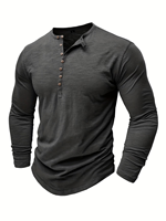Men's Short Sleeve Henley T-Shirt Enzyme Wash Printed Graphic Breathable Jersey Knitted Cotton Regular Fit Casual V-neck Regular