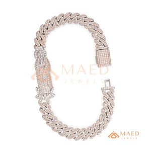 Pulsera de eslabones cubanos clásica en oro rosa con moissanita, cadena fina, joyería de moda para uso diario, estilo Miami Chicago, regalo. - Product Image 5