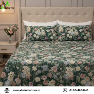 Parure de lit King Size vert foncé à motifs floraux en coton doux, ensemble de literie imprimée avec taies d'oreiller, légère et respirante, qualité supérieure pour chambre à coucher - Product Image 2