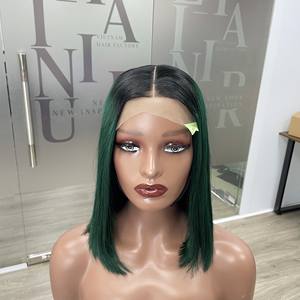 Bob peluca oscuro Ombre verde vietnamita precio humano fábrica extensiones de cabello Natural hueso recto - Product Image 4