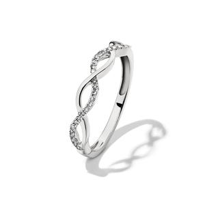 แหวนเพชรแล็บโกรว์ 10K ทองคำขาว ดีไซน์อินฟินิตี้ 0.10 กะรัต วงแหวนบิดเกลียวแบบ Eternity สำหรับวันครบรอบ/สัญญา ชุบโรเดียม ดีไซน์ทันสมัย - Product Image 3