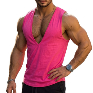 Men's Deep V Neck Tank <b>Top</b> Wholesale Customizable Sleeveless Streetwear Slim Fit Fashion Vest Bulk Price Sale Tank <b>Tops</b> For Men - Product Image 1