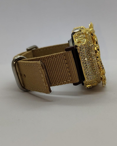 Reloj de Lujo con Diamantes, Bisel con Incrustaciones, Acero Inoxidable Dorado, Correa de Cuero, Estilo Hip Hop para Hombre - Product Image 2
