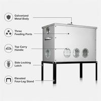 Station d'alimentation amovible pour volailles JH-Mech, sans gaspillage, 40 lb, 6 ports, grande capacité, mangeoire et abreuvoir en métal galvanisé pour poulets